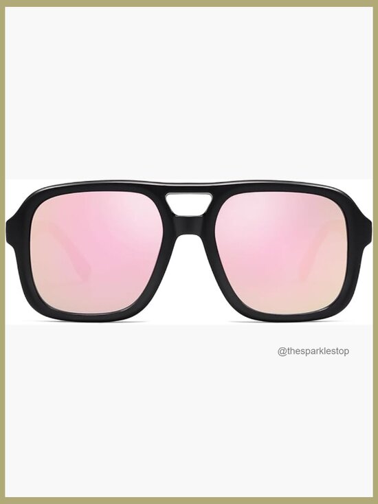 Retro Aviator Sunglasses with UV400 Lenses and Polarized Pink Mirror main image 5